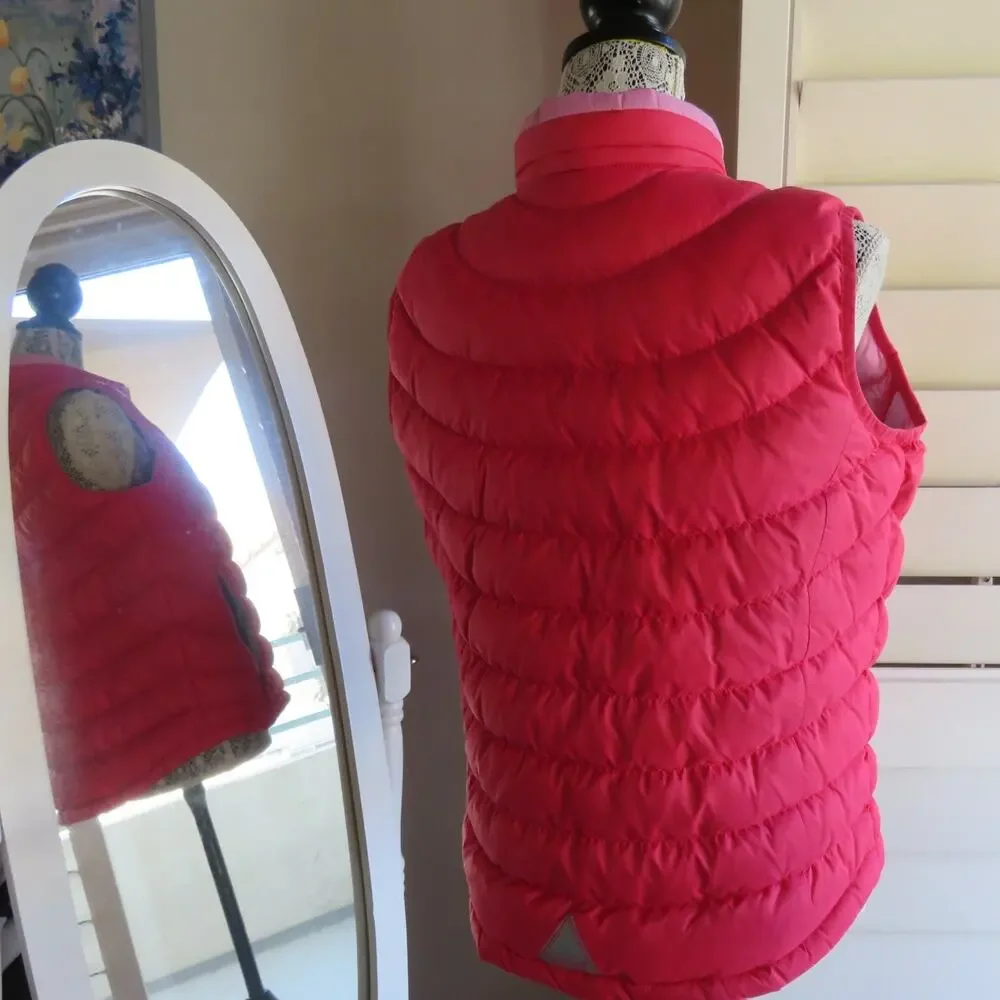 NWT LL Bean Red Azalea Goose Down Puffer Vest XL 18 Outerwear Scrunch Down Girls